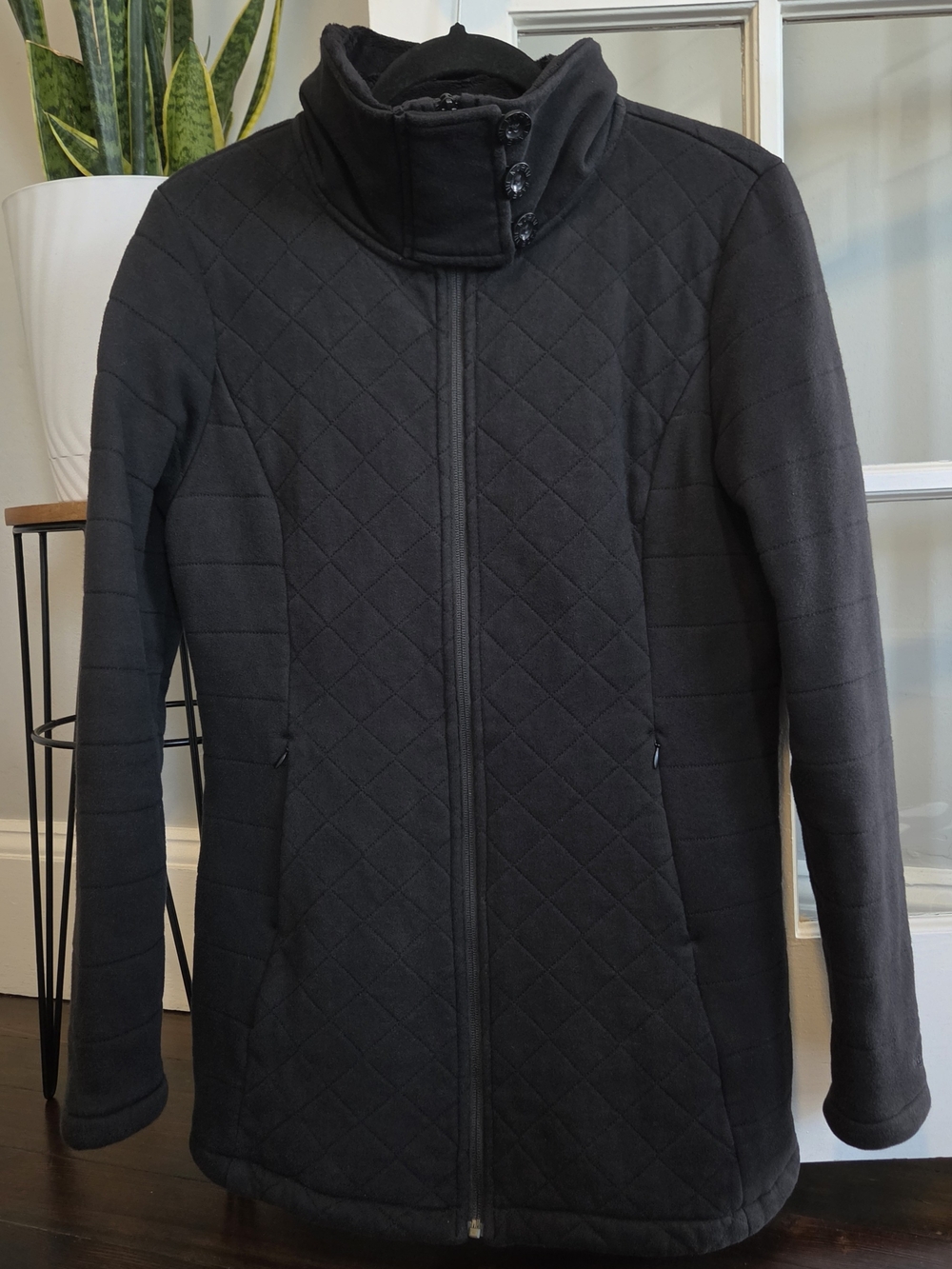 Womens The North Face Caroluna Diamond Quilted Fleece Jacket Coat Large Black